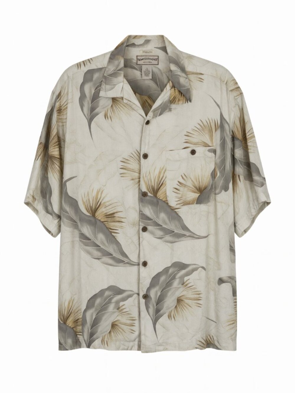 Boca Classics Silk Hawaiian Shirt Men L Beige